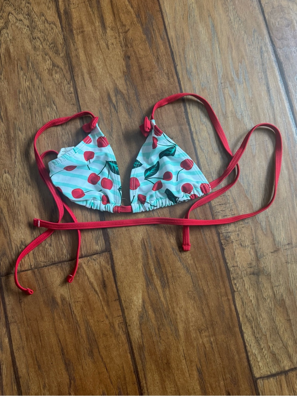 Marina West Cherry Print Bikini Top | Girls Size 6 | Retro Cherry Swim Top